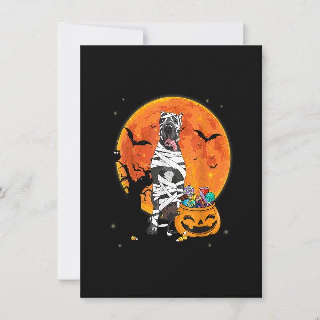 Great Dane Hund and Moon Halloween Kostüm Hund Lie Einladung (Vorderseite)