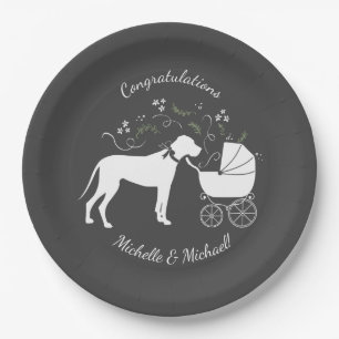 Great Dane Hund Baby Dusche Welpe Grau Pappteller