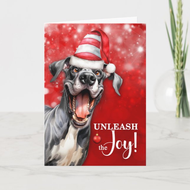 Great Dane Hund entleash die Freude Weihnachten (Vorderseite)