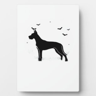 Great Dane Hund � Halloween Mond Silhouette Klassi Fotoplatte
