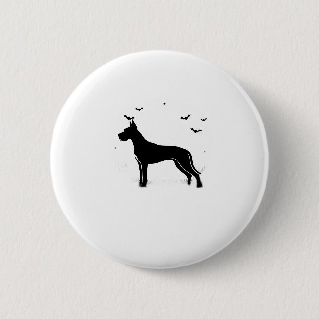 Great Dane Hund � Halloween Moon Silhouette Classi Button (Vorderseite)
