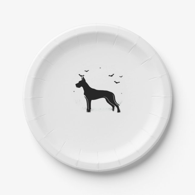 Great Dane Hund � Halloween Moon Silhouette Classi Pappteller (Vorderseite)
