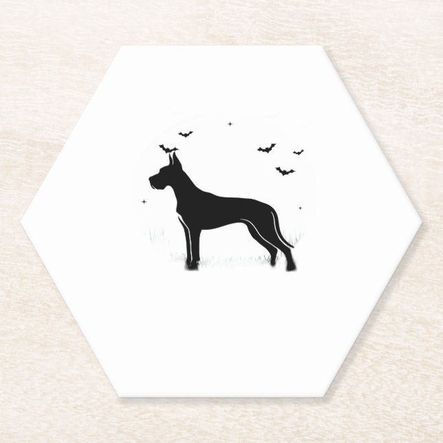 Great Dane Hund � Halloween Moon Silhouette Classi Untersetzer (Vorderseite)