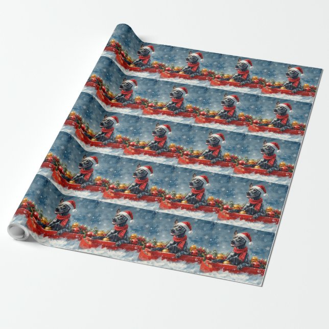 Great Dane Hund in Sledge Let it Snow Weihnachten Geschenkpapier (Ungerollt)
