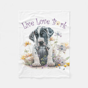 Great Dane Hund Mama Floral Fleecedecke
