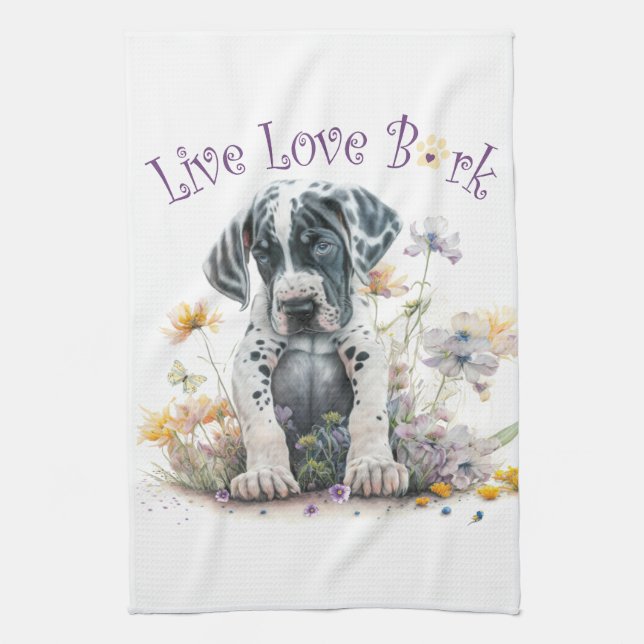 Great Dane Hund Mama Floral Geschirrtuch (Vertikal)
