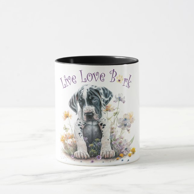 Great Dane Hund Mama Floral Tasse (Zentrum)