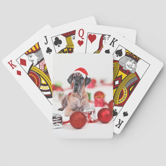 Great Dane Hund mit Weihnachtsgeschenke Spielkarten (Rückseite)