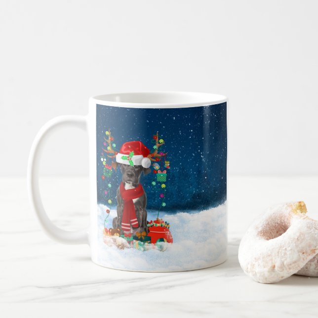 Great Dane Hund mit Weihnachtsgeschenke Theme Kaffeetasse (Mit Donut)