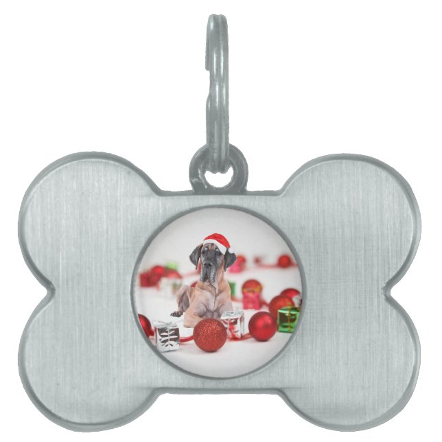 Great Dane Hund mit Weihnachtsgeschenke Tiermarke (Vorderseite)