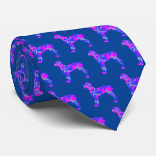 Great Dane Hund Niedlich Pink Silhouette Blue Neck Krawatte