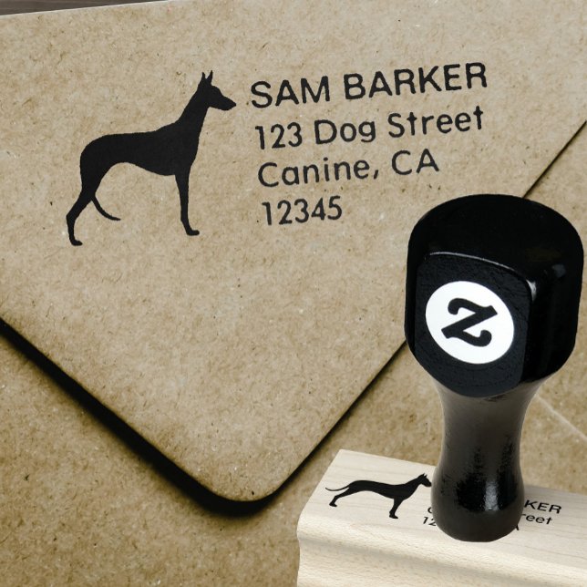 Great Dane Hund Rasse Silhouette Rücksendeadresse Gummistempel (Von Creator hochgeladen)