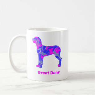 Great Dane Hund Silhouette Crazy Hot Pink Kaffeetasse