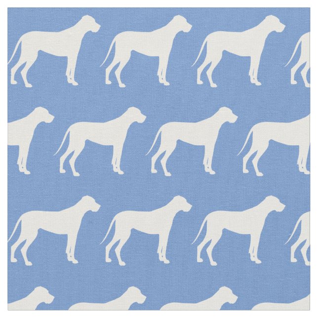 Great Dane Hund Silhouette Pet Light Blue Stoff (Nahaufnahme)