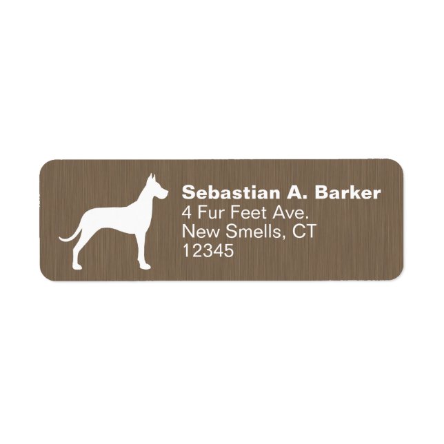 Great Dane Hund Silhouette Rücksendeadressen-Aufkl (Vorne)
