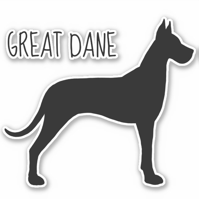 Great Dane Hund Silhouette Vinyl Sticker (Vorderseite)