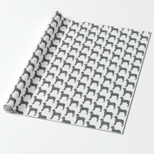 Great Dane Hund Silhouette Y&B Grid White Geschenkpapier
