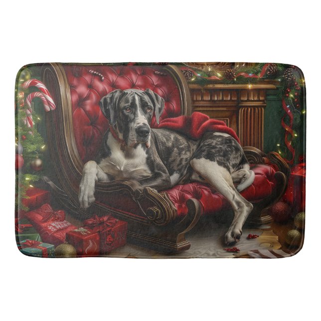 Great Dane Hund Weihnachten Badematte (Vorderseite)