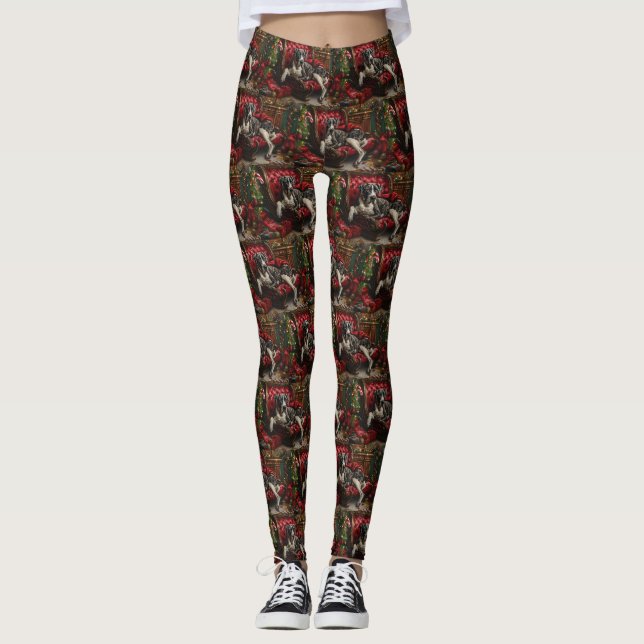 Great Dane Hund Weihnachten Leggings (Vorderseite)