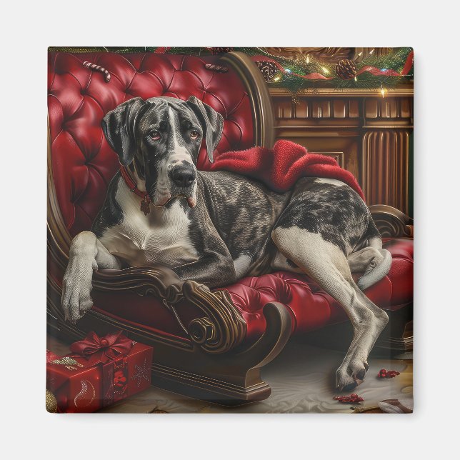 Great Dane Hund Weihnachten Magnet (Vorne)