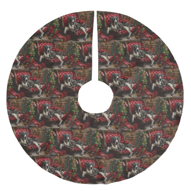 Great Dane Hund Weihnachten Polyester Weihnachtsbaumdecke (Vorderseite)