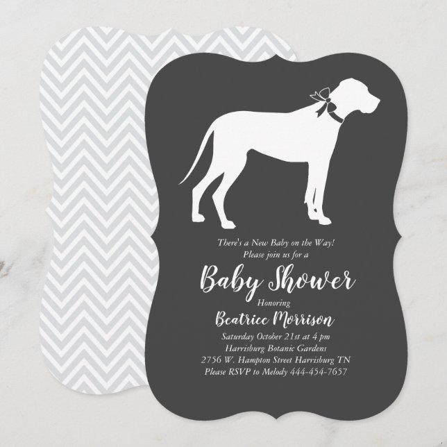 Great Dane Hunde Baby Duwer Gender Neutral Einladung (Vorne/Hinten)