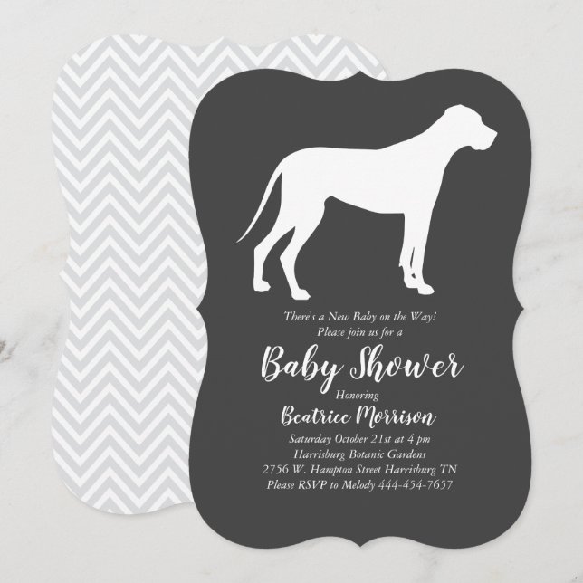 Great Dane Hunde Baby Duwer Gender Neutral Einladung (Vorne/Hinten)