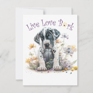 Great Dane Hundefrau Blumenmuster Mitteilungskarte