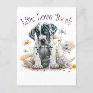 Great Dane-Hundemutter Blumen Postkarte
