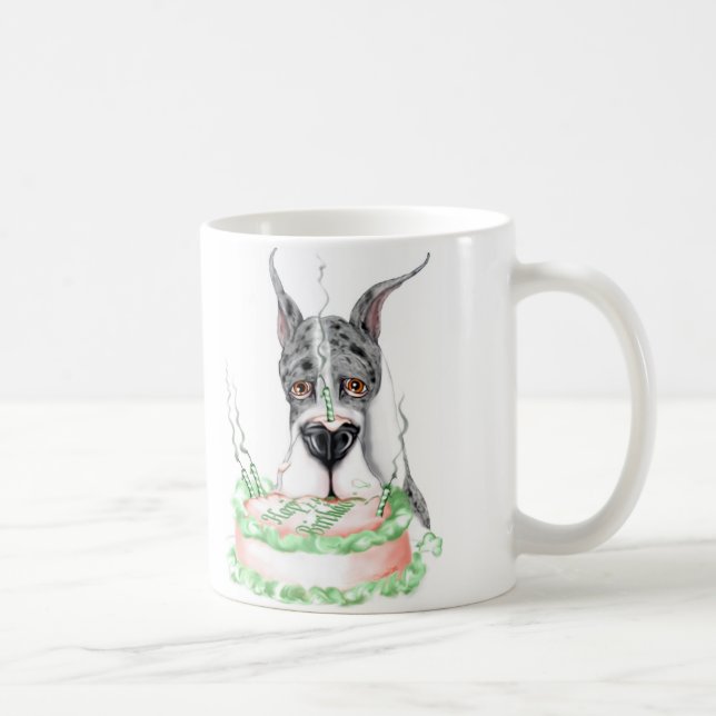 Great Dane Merle Birthday Cake Kaffeetasse (Rechts)