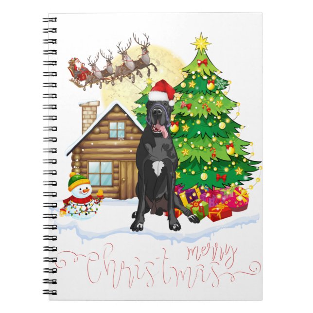 Great dane merry christmas dog lover notizblock (Vorderseite)