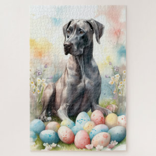 Great Dane mit Ostereiern