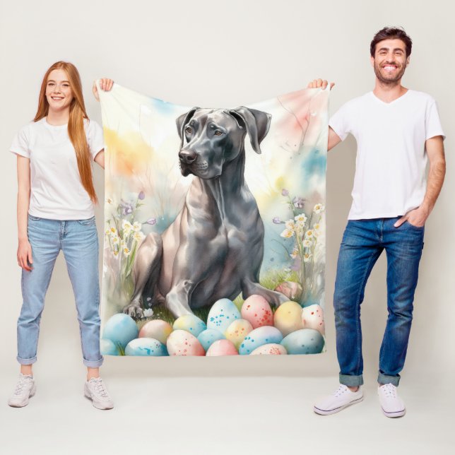 Great Dane mit Ostereiern Fleecedecke (Beispiel)