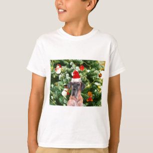 Great Dane mit Weihnachtsbaum-Geschenkboxen und Sa T-Shirt