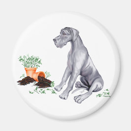 Great Dane Naughty Pup Blue UC Magnet