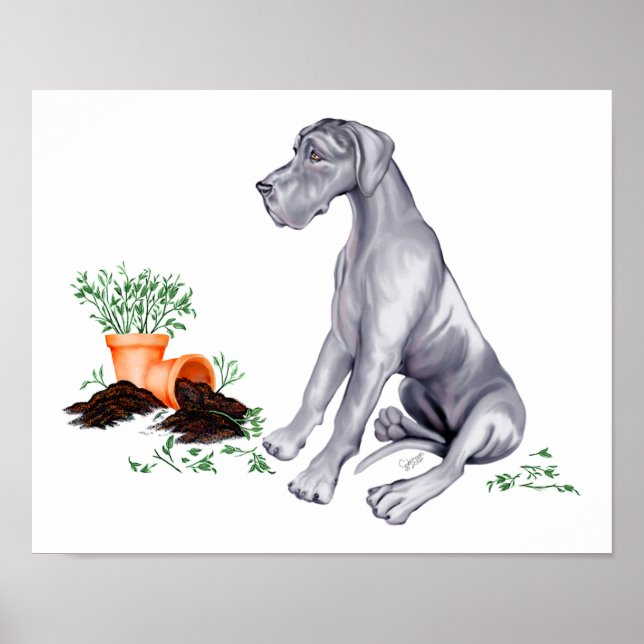Great Dane Naughty Pup Blue UC Poster (Vorne)
