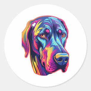 Great Dane Neon Design Runder Aufkleber