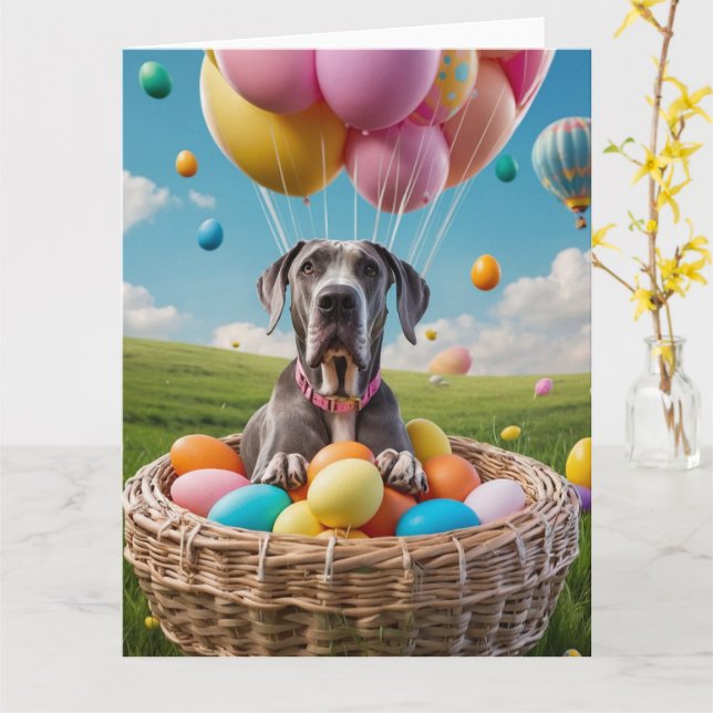 Great Dane Oaster Eggs Karte (Gelbe Blume)
