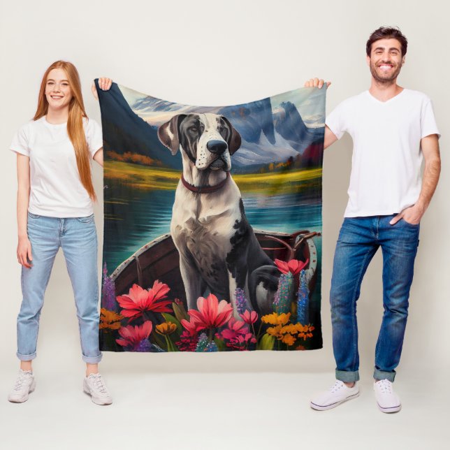 Great Dane on a Paddle: Ein Landschaftliches Abent Fleecedecke (Beispiel)