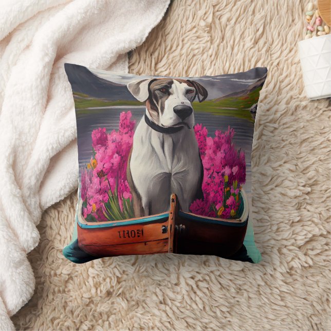 Great Dane on a Paddle: Ein Landschaftliches Abent Kissen (Decke)