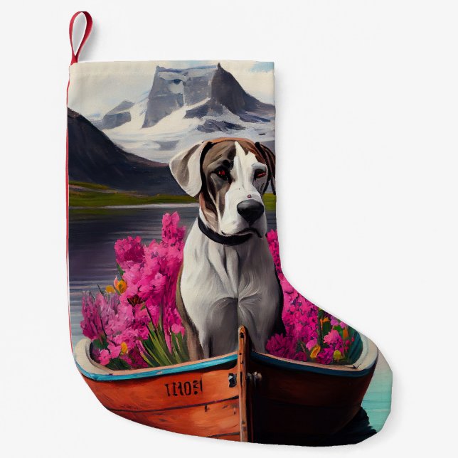 Great Dane on a Paddle: Ein Landschaftliches Abent Kleiner Weihnachtsstrumpf (Vorderseite)