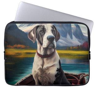 Great Dane on a Paddle: Ein Landschaftliches Abent Laptopschutzhülle