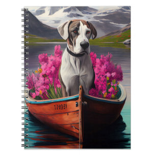 Great Dane on a Paddle: Ein Landschaftliches Abent Notizblock