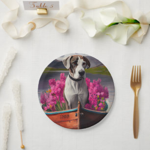 Great Dane on a Paddle: Ein Landschaftliches Abent Pappteller