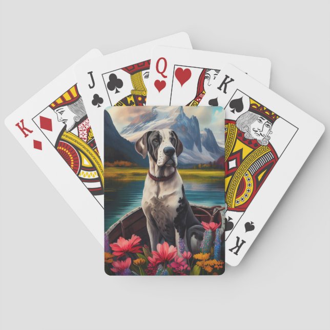 Great Dane on a Paddle: Ein Landschaftliches Abent Spielkarten (Rückseite)