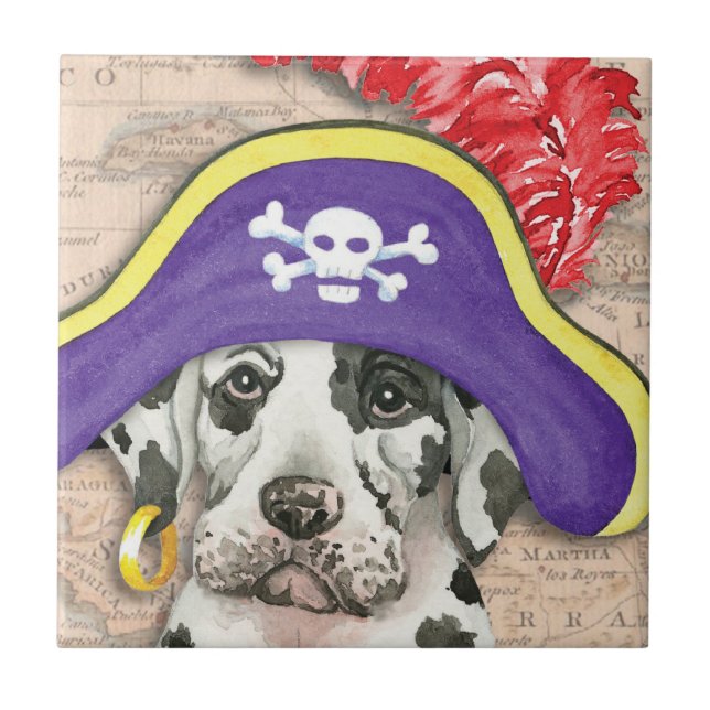Great Dane Pirate Fliese (Vorderseite)