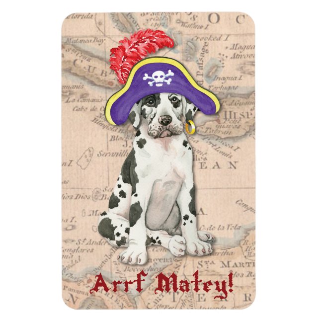 Great Dane Pirate Magnet (Vertikal)