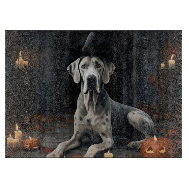 Great Dane Pumpkins Halloween Beängstigend Gedreht Schneidebrett (Vorderseite)