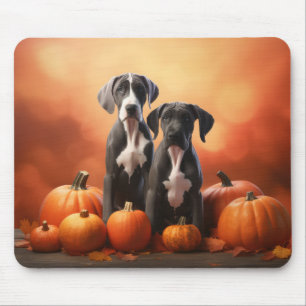 Great Dane Puppy Autumn Delight Pumpen Mousepad