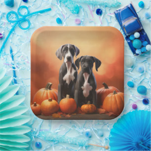 Great Dane Puppy Autumn Delight Pumpen Pappteller